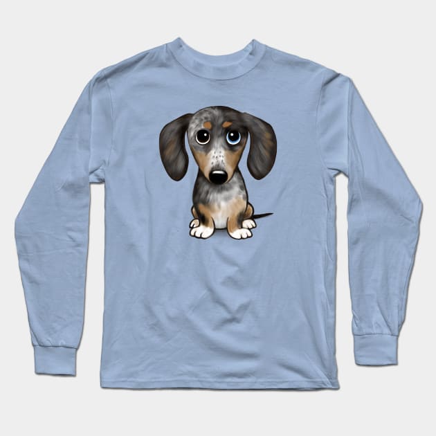 Merle Dapple Dachshund Cute Wiener Dog Long Sleeve T-Shirt by Coffee Squirrel